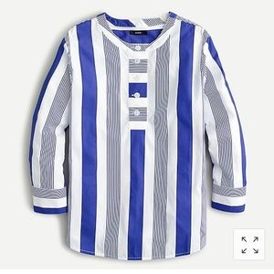 J. CREW BUTTON-FRONT COTTON POPLIN TUNIC IN STRIPE